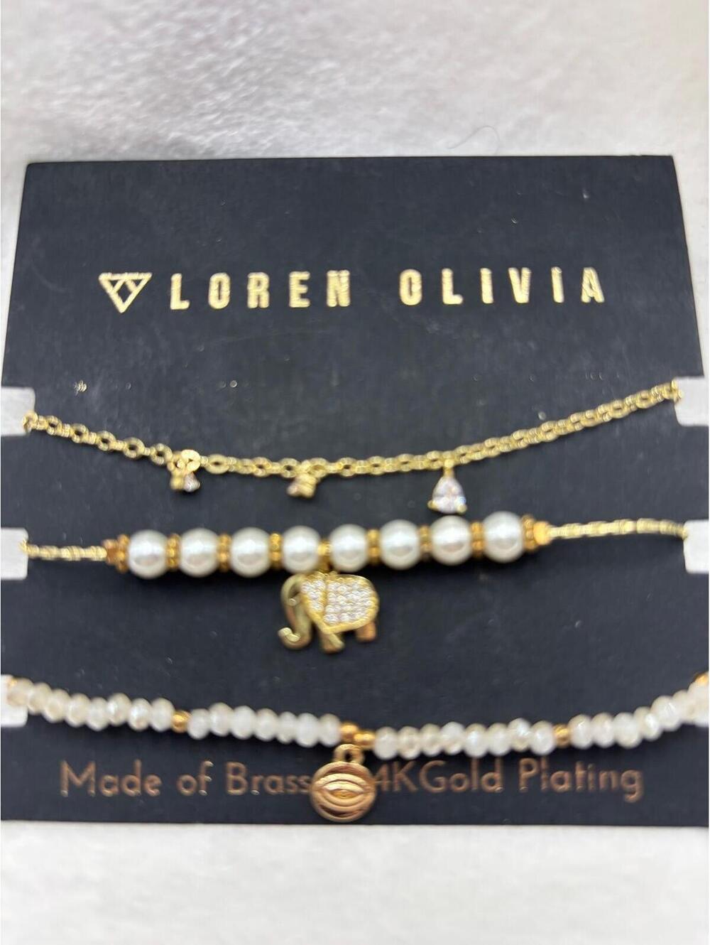 Loren Olivia 14k Gold Plated Bracelet Set